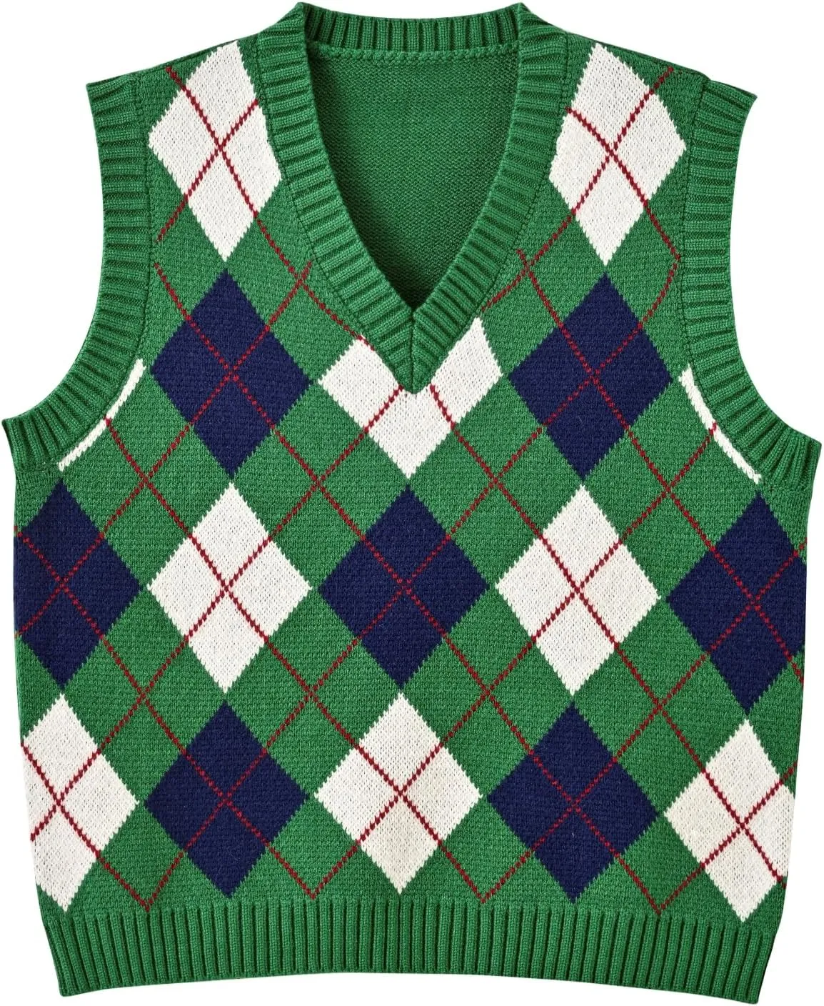 Hyipels Women's Sweater Vest,Y2K Sleeveless Pattern Preppy Style Knitted Crop Tank Top for Girl