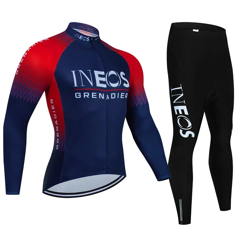 INEOS Autumn Long Set Sports Sets for Men Road Bike Jersey Bib Short Cycling Men's Uniform Man Clothes Bicycles Pro Suit Mens