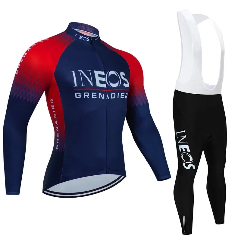 INEOS Autumn Long Set Sports Sets for Men Road Bike Jersey Bib Short Cycling Men's Uniform Man Clothes Bicycles Pro Suit Mens