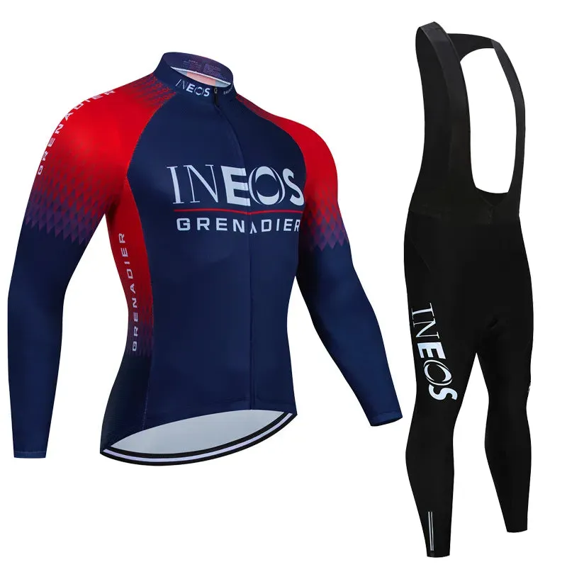 INEOS Autumn Long Set Sports Sets for Men Road Bike Jersey Bib Short Cycling Men's Uniform Man Clothes Bicycles Pro Suit Mens