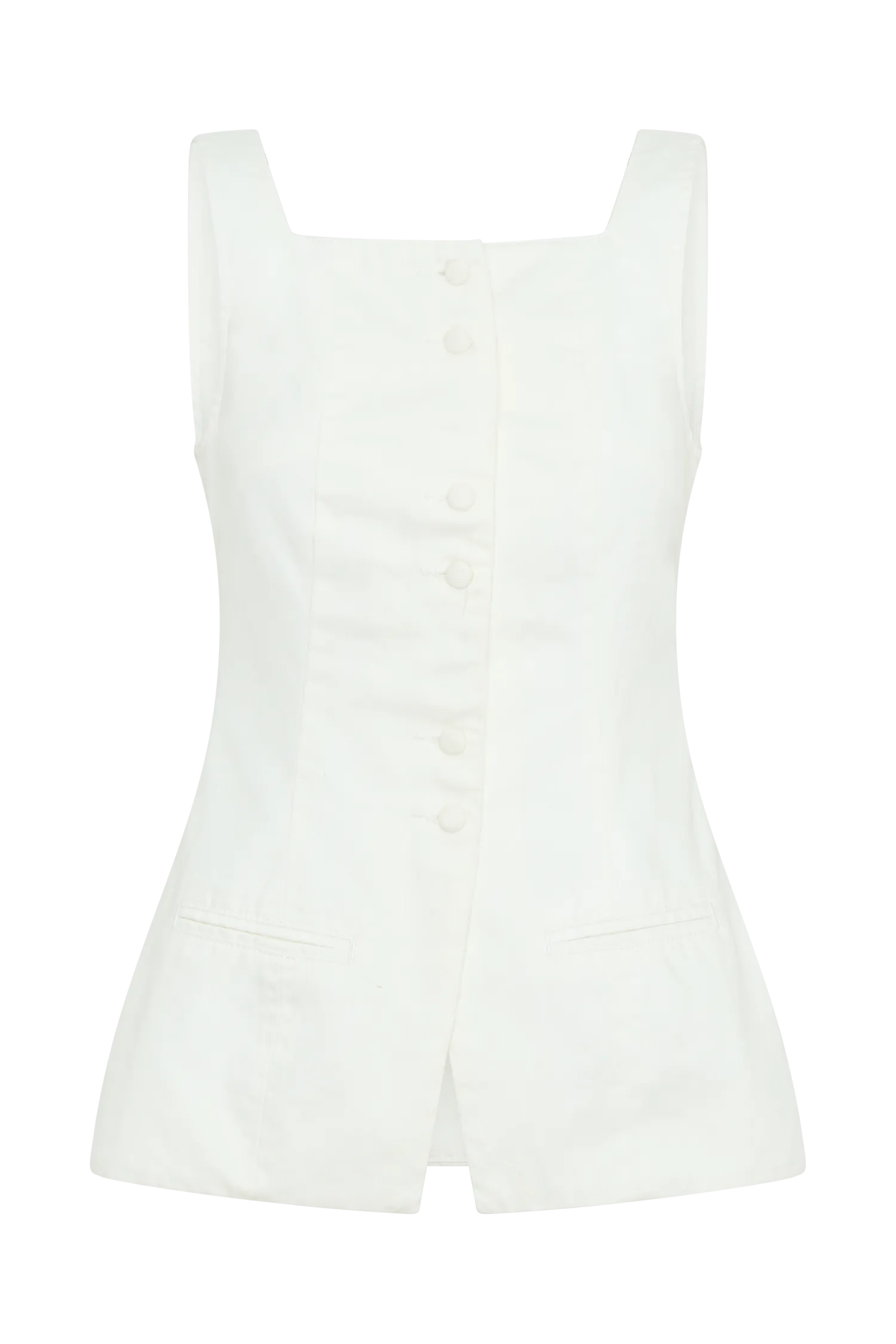 Kaitlyn Square Neck Long Line Top - White