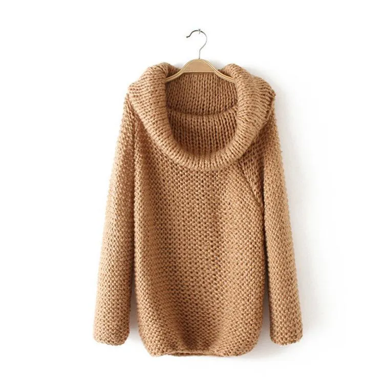 Large Lapel Solid Color Loose Sweater