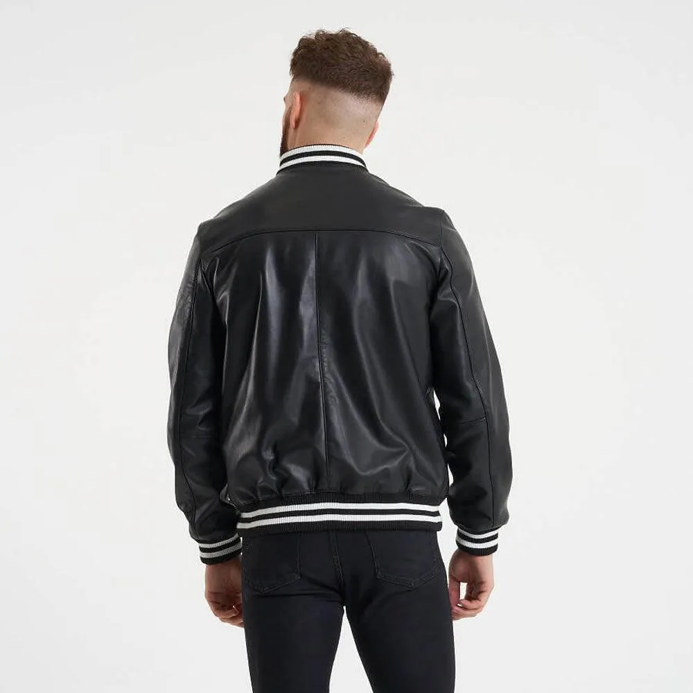 Leather Varsity Bomber Jacket
