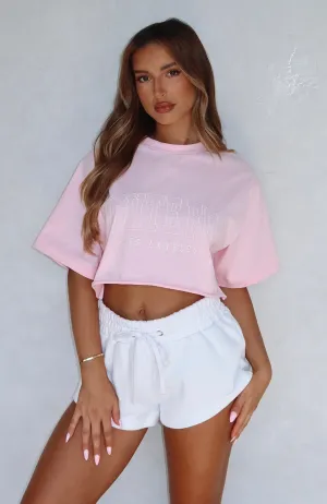 Let's Get Started Oversized Cropped Tee Pink