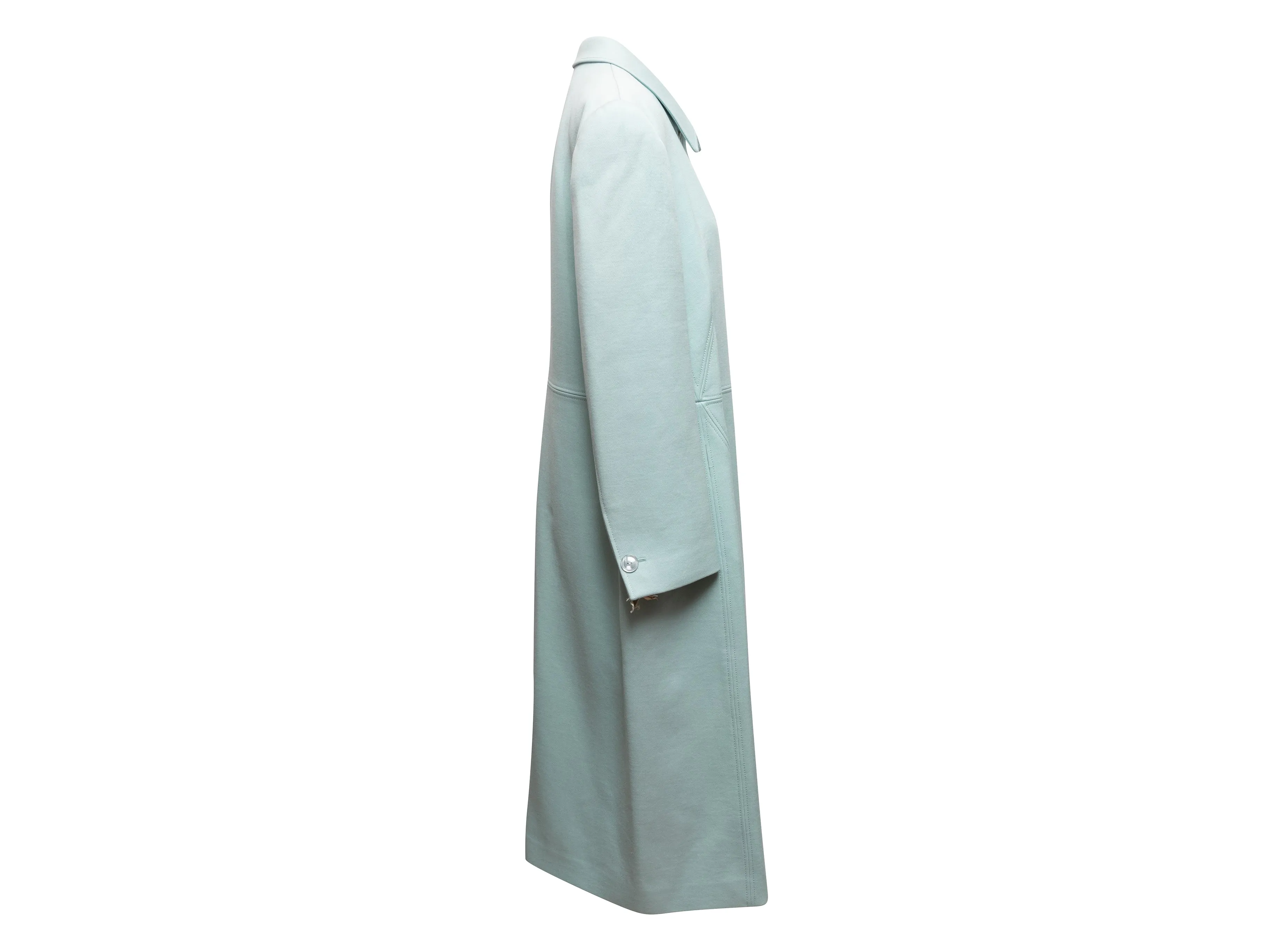 Light Blue Louis Feraud Long Virgin Wool Coat Size US L