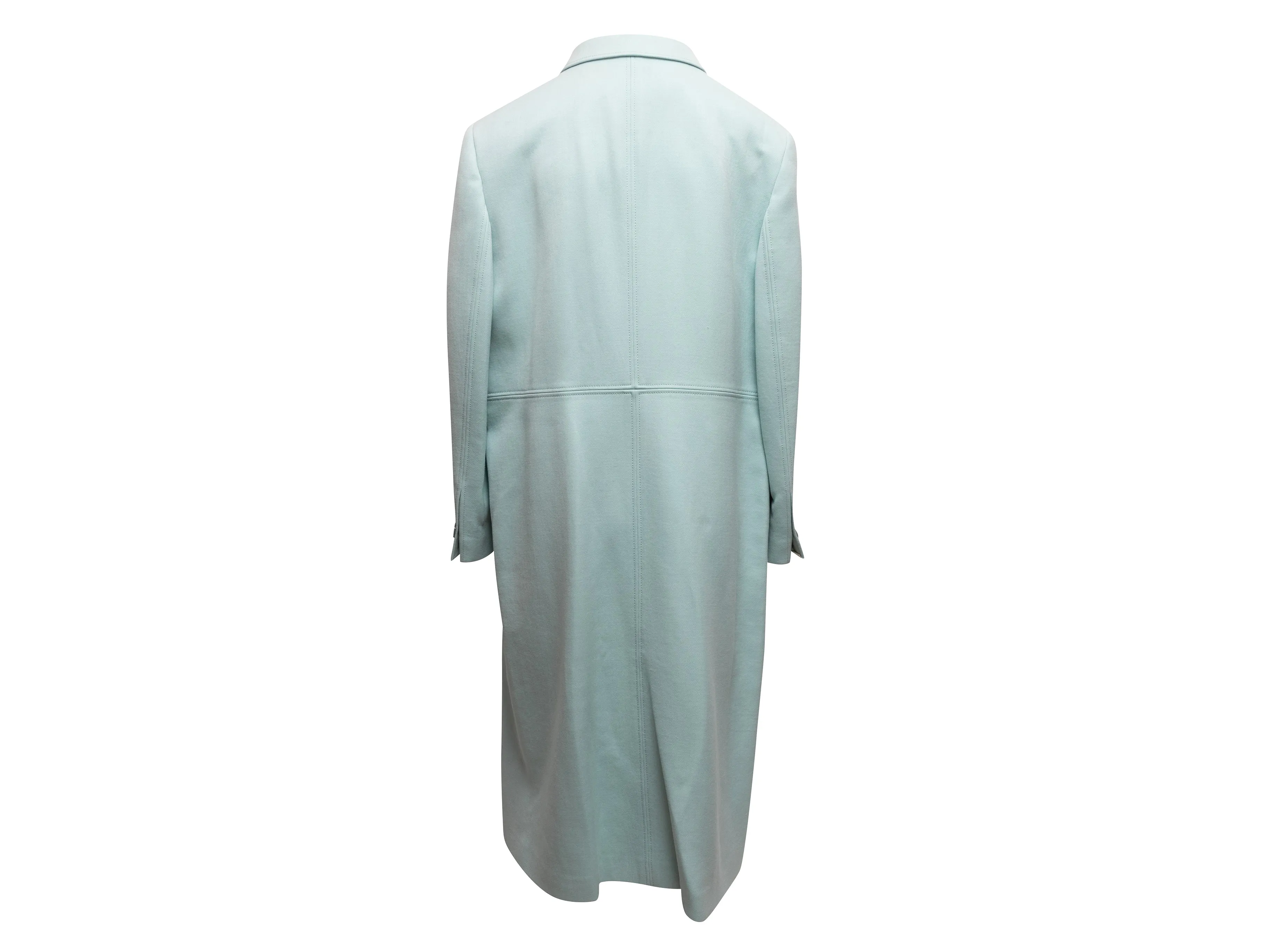 Light Blue Louis Feraud Long Virgin Wool Coat Size US L