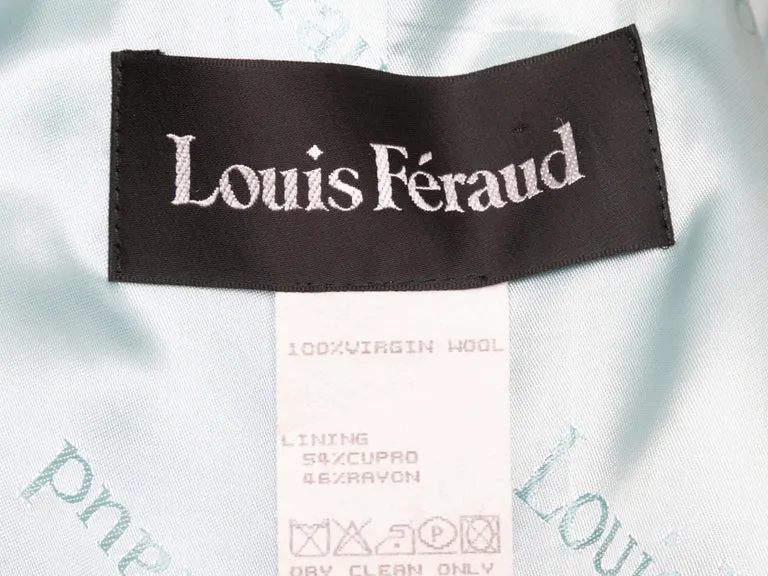 Light Blue Louis Feraud Long Virgin Wool Coat Size US L