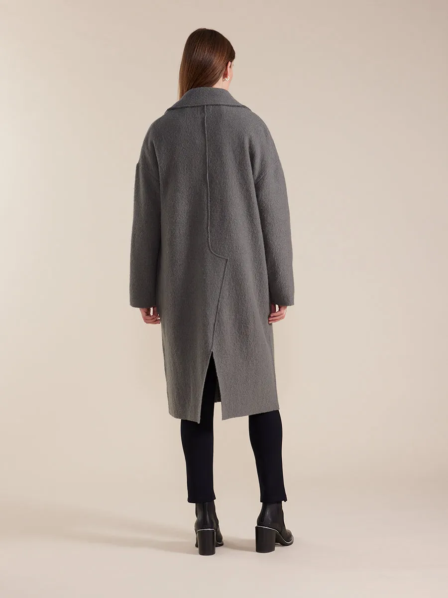 Long Sleeve Boiled Wool Coat