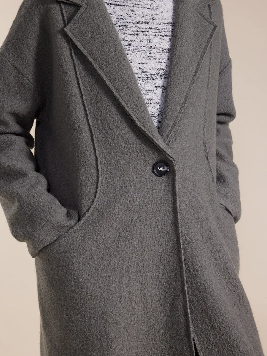 Long Sleeve Boiled Wool Coat