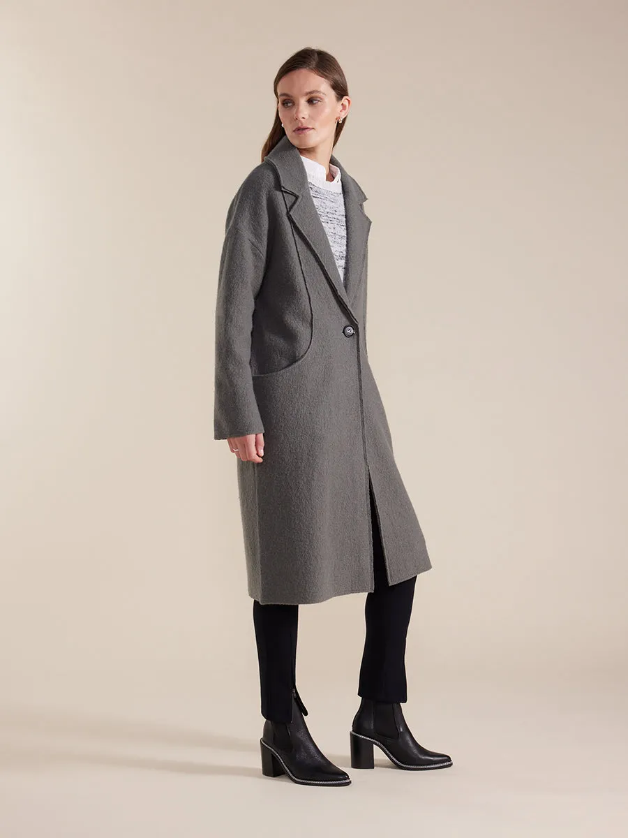 Long Sleeve Boiled Wool Coat