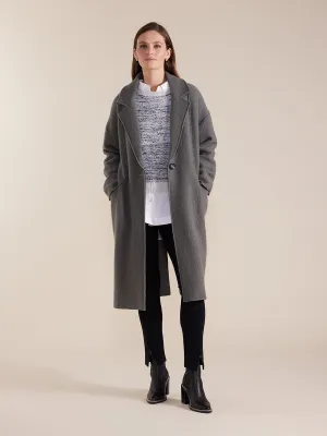 Long Sleeve Boiled Wool Coat