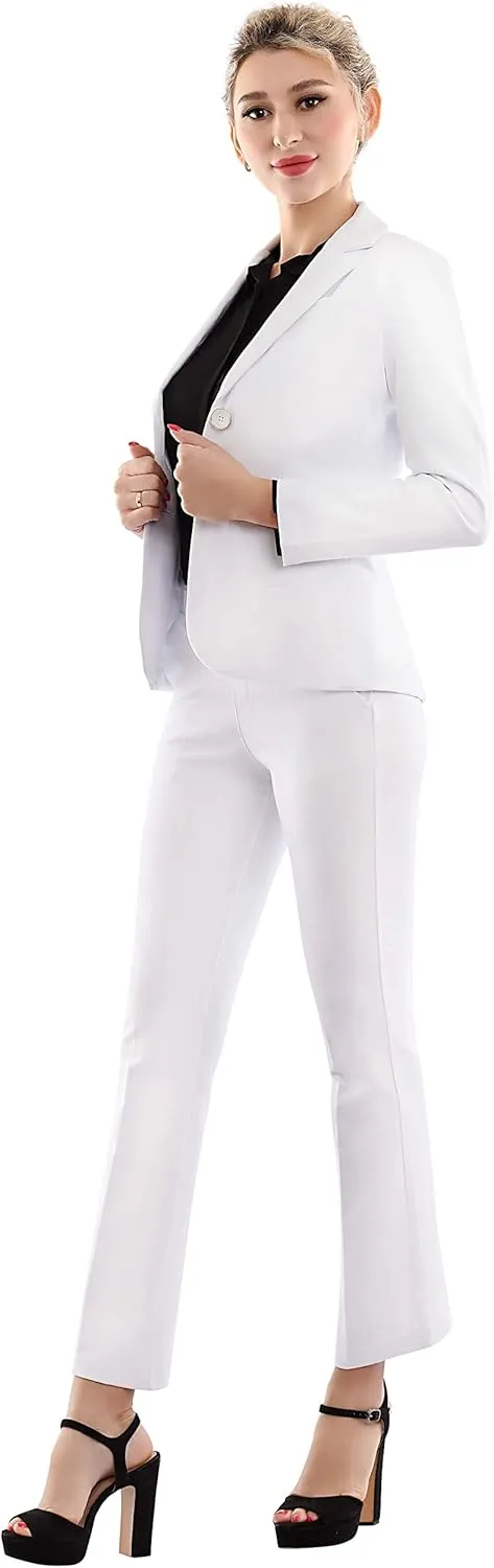 Marycrafts Women's 2 Buttons Business Blazer Pant Suit Set for Work
