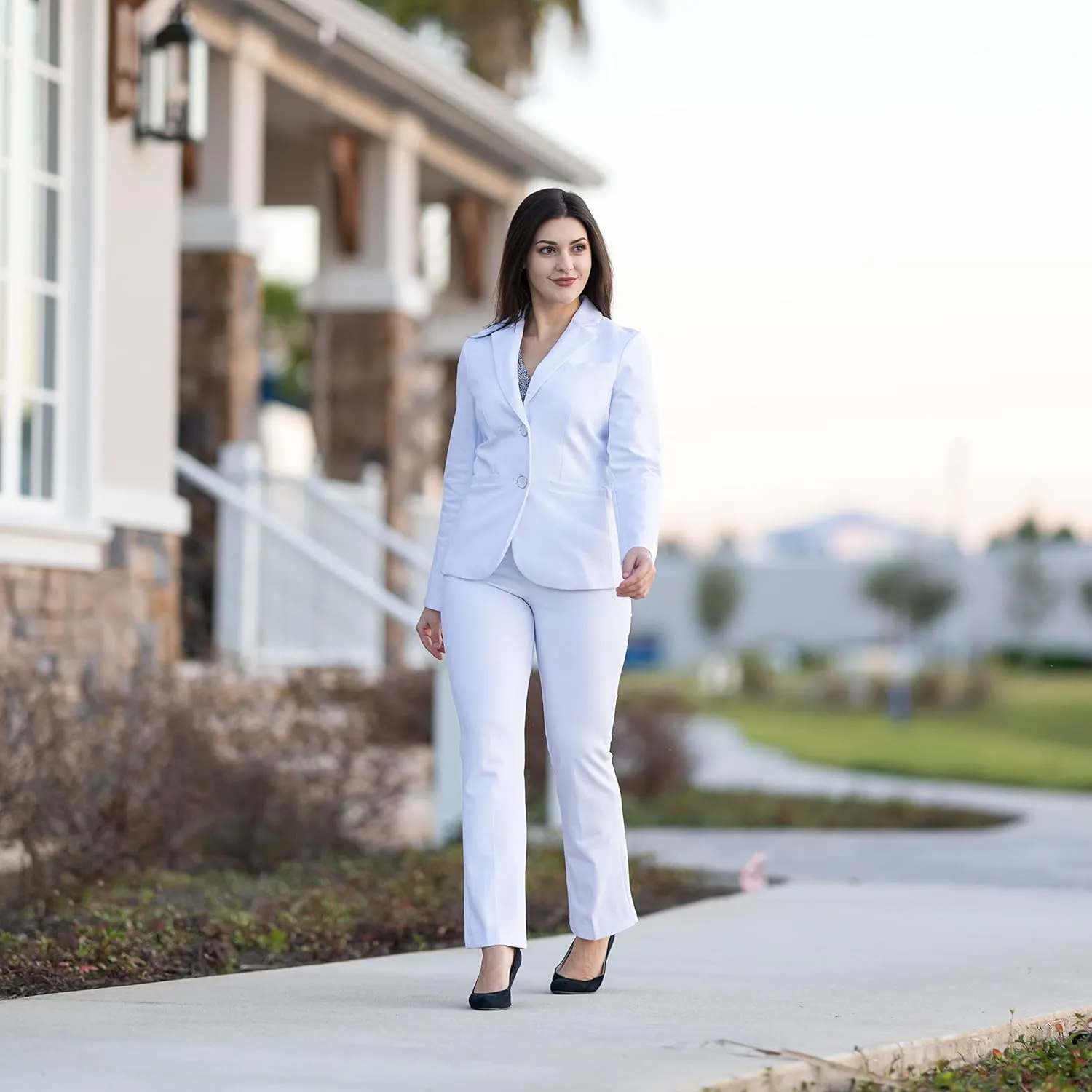 Marycrafts Women's 2 Buttons Business Blazer Pant Suit Set for Work