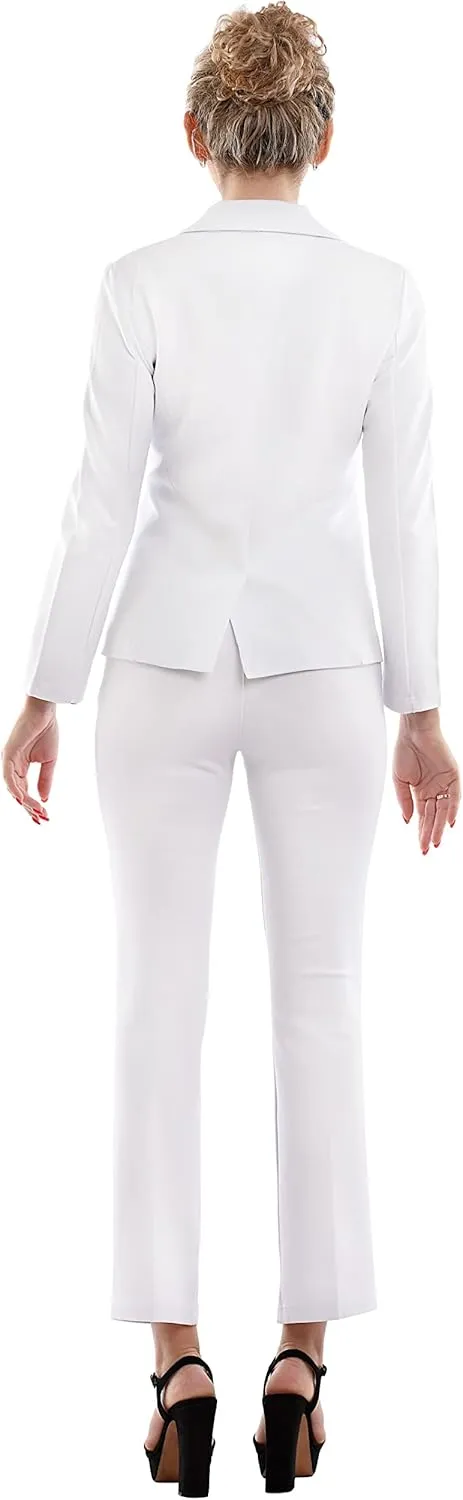 Marycrafts Women's 2 Buttons Business Blazer Pant Suit Set for Work
