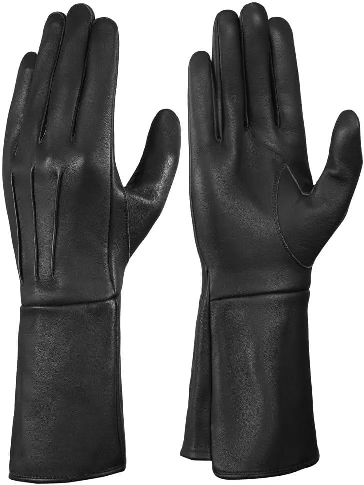 Men's Long Leather Gloves Medieval Renaissance Cosplay Swordsman Steampunk Unlined Leather Gauntlets