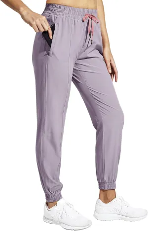 MIER Women's Lightweight Joggers Hiking Pants Quick Dry Athletic Zipper Pockets Running Pant, Water Resistant