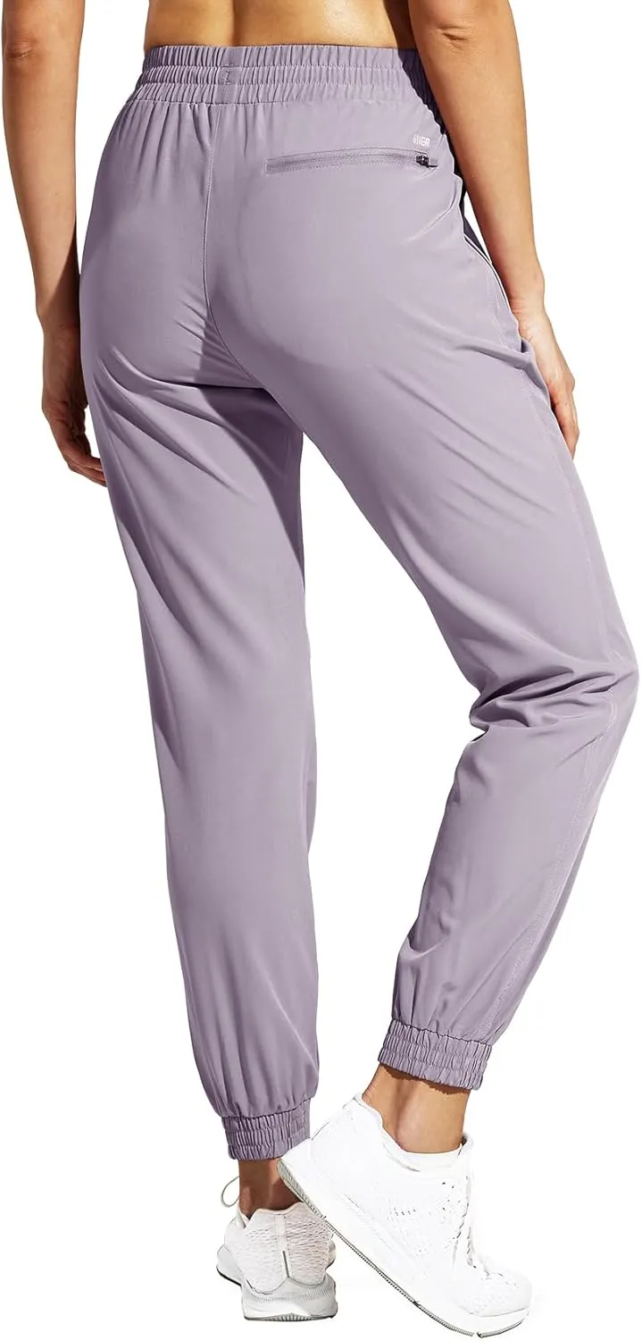 MIER Women's Lightweight Joggers Hiking Pants Quick Dry Athletic Zipper Pockets Running Pant, Water Resistant