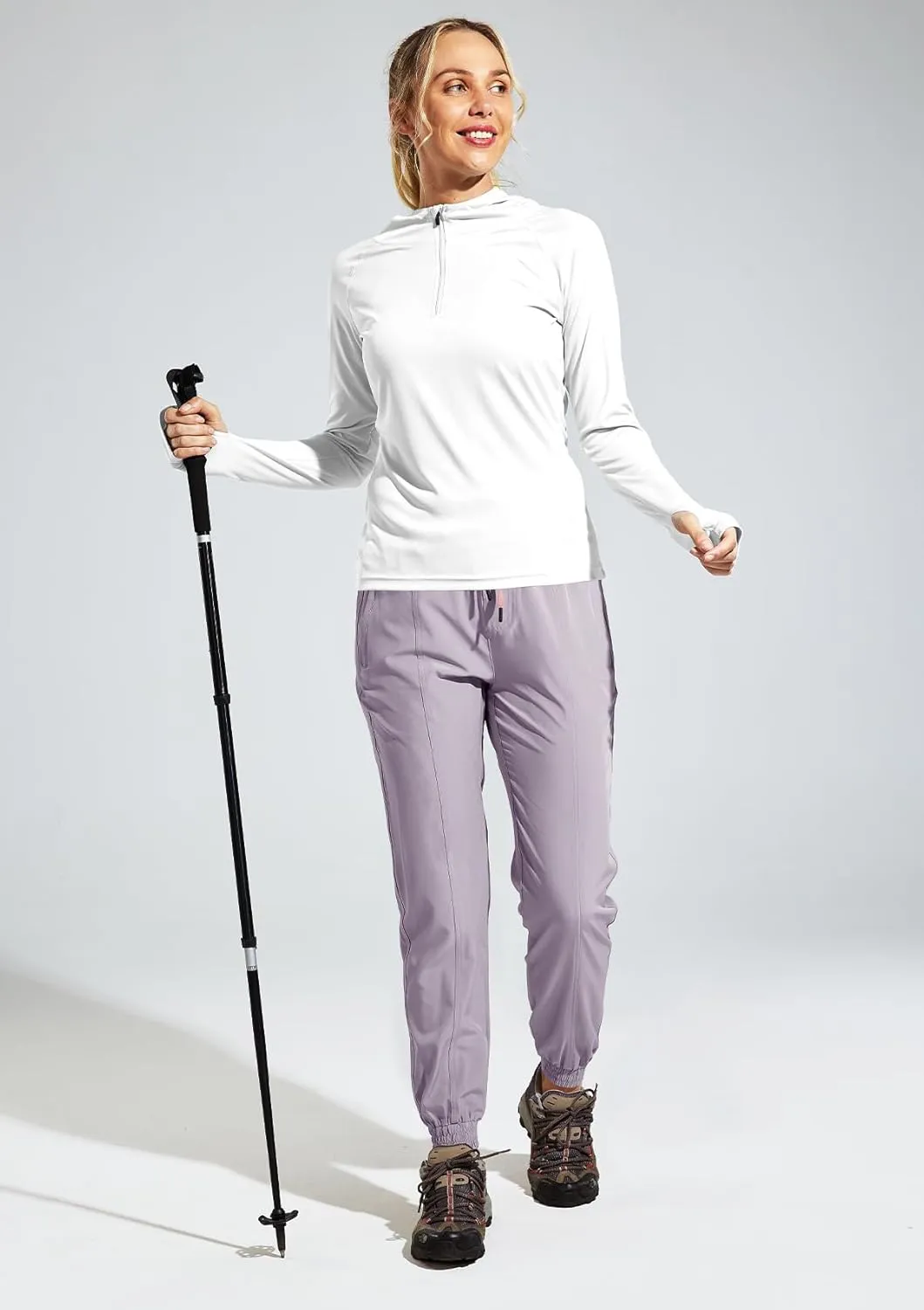 MIER Women's Lightweight Joggers Hiking Pants Quick Dry Athletic Zipper Pockets Running Pant, Water Resistant