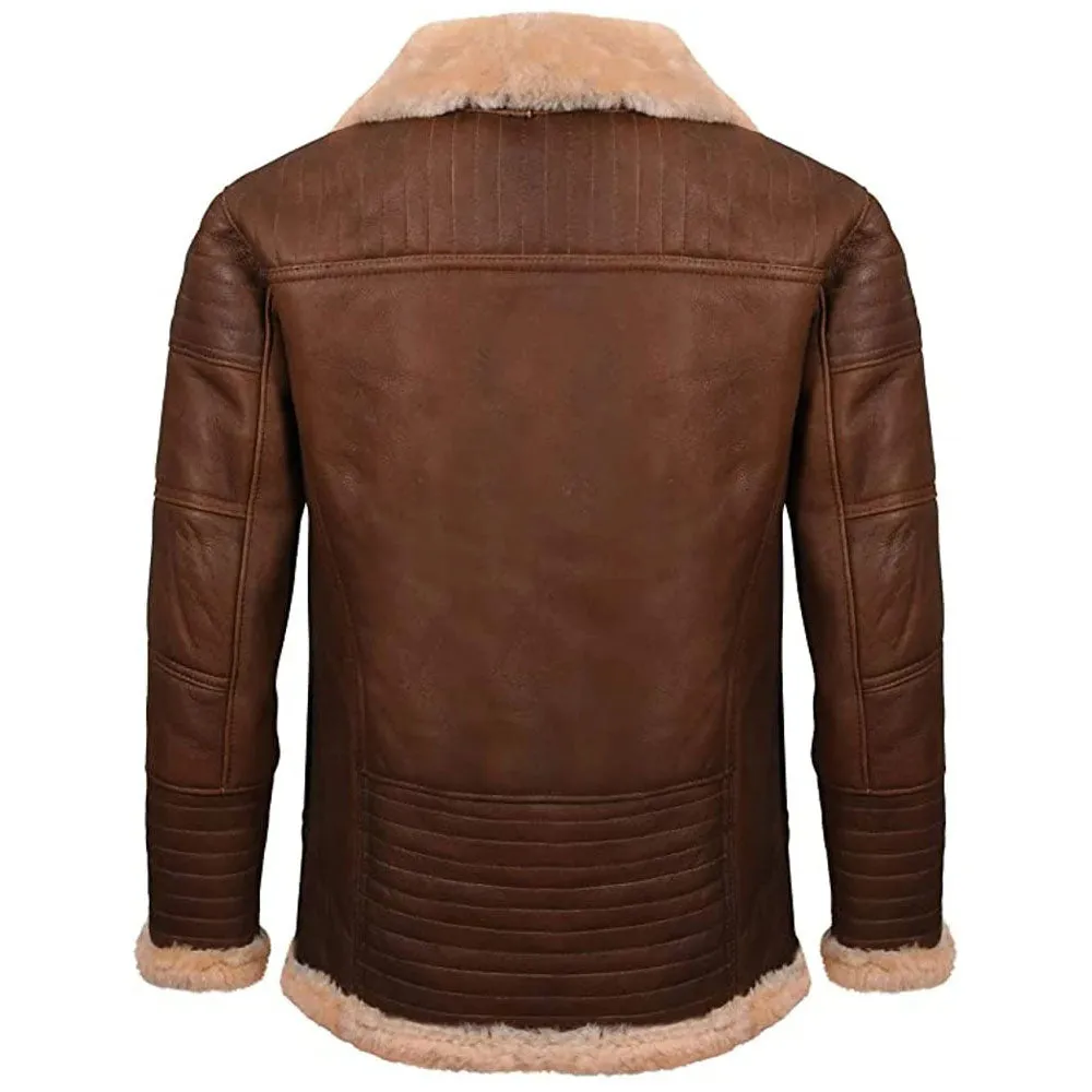 Military B3 Bomber Stitch Style Jacket RAF Aviator Brown Winter Street Wear Coat Mens