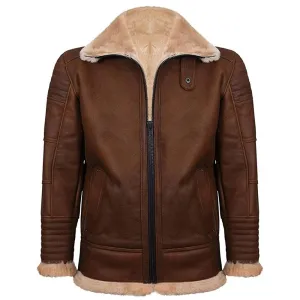 Military B3 Bomber Stitch Style Jacket RAF Aviator Brown Winter Street Wear Coat Mens