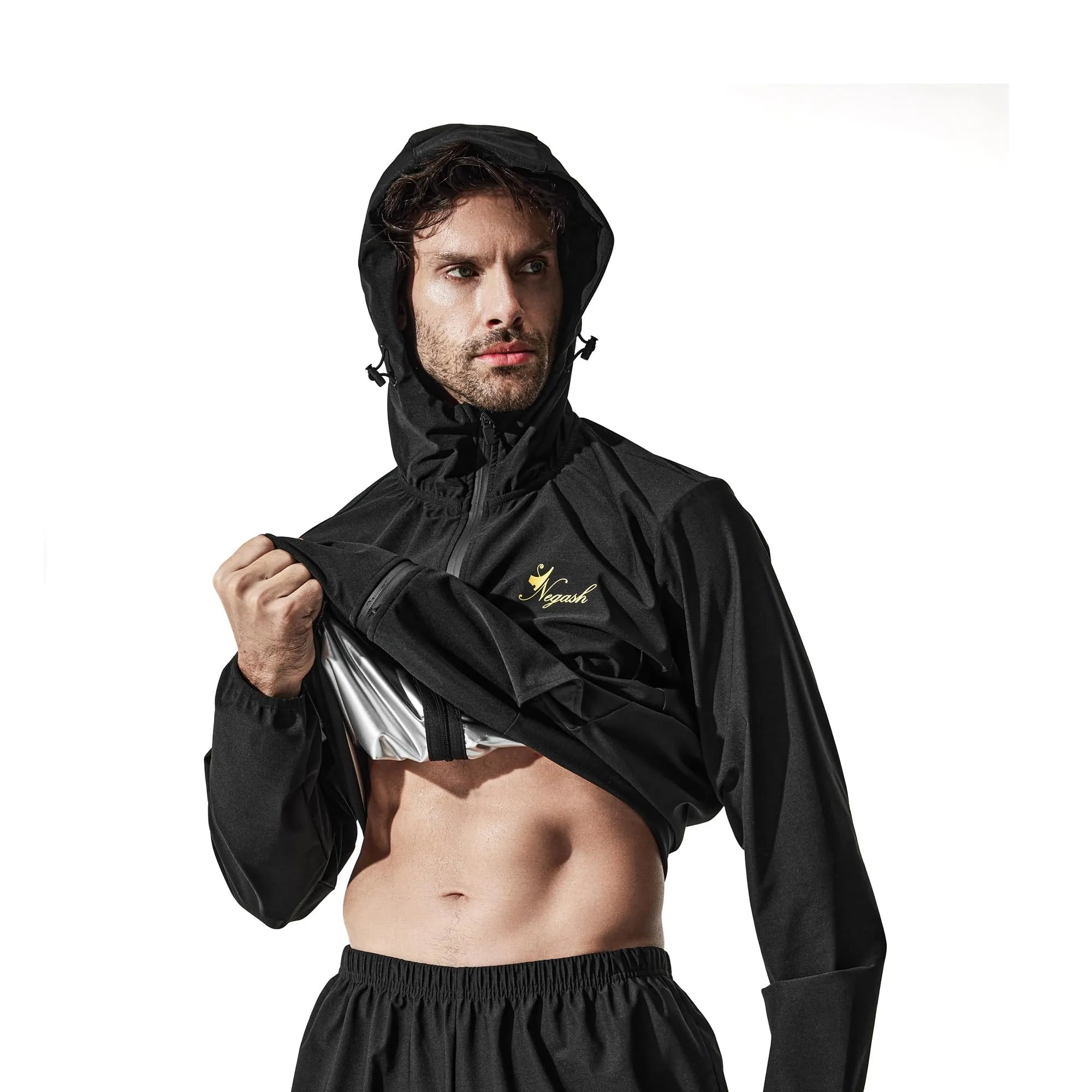 Negash Zipper Sauna Suit with Hood