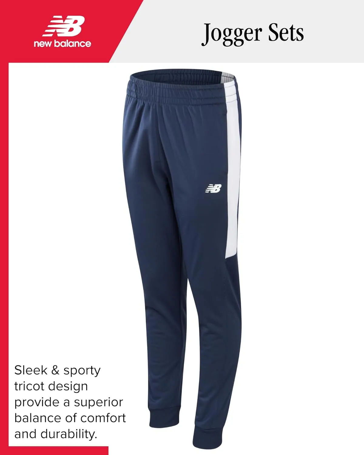 New Balance Boys Sweatpants - 4 Pack Active Tricot Boys Joggers Athletic Pants with Pockets, Kids Activewear Clothes (4-20)