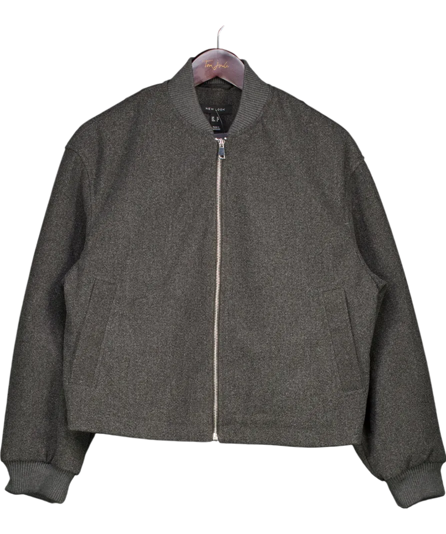 New Look Grey Flannel Bomber Jacket UK 10