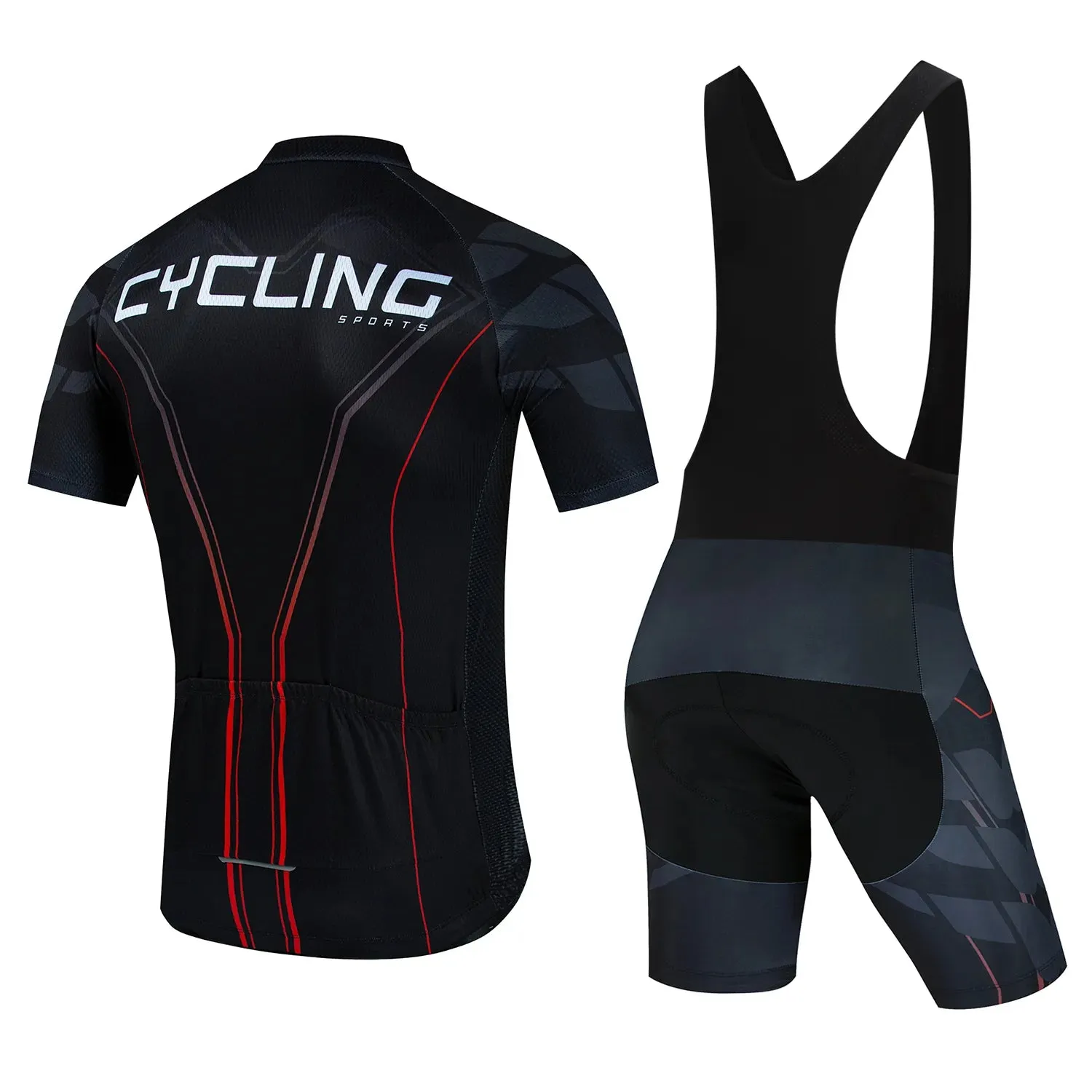 New Pro Cycling Jersey Set Men Bib Shorts Bicycle Short Sleeve Cycling Clothing Bike Maillot Ciclismo Hombre Black Sets For MTB