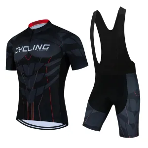 New Pro Cycling Jersey Set Men Bib Shorts Bicycle Short Sleeve Cycling Clothing Bike Maillot Ciclismo Hombre Black Sets For MTB
