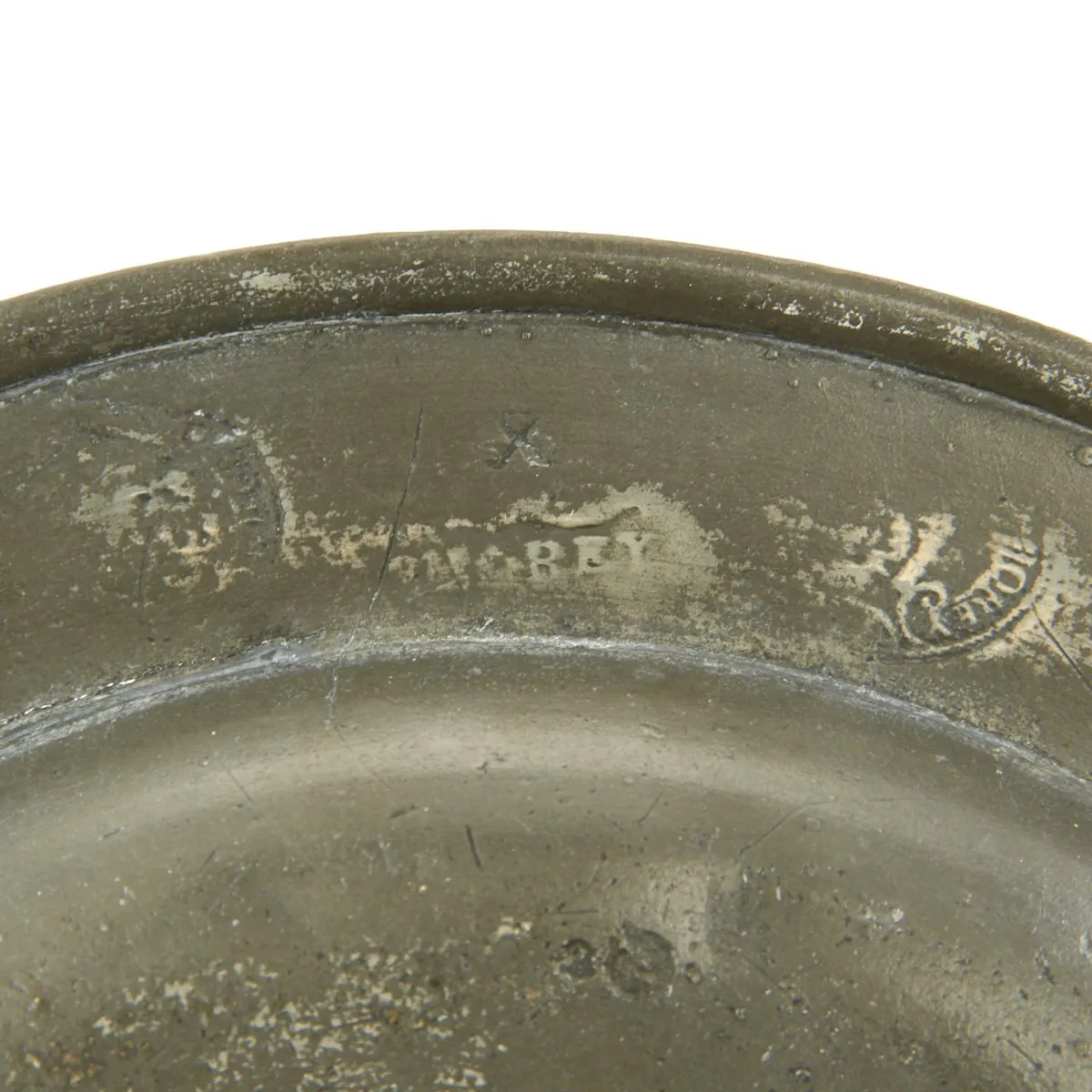 Original British 18th Century Naval Pewter Plate Named to H.M.S. Venerable - dated 1796