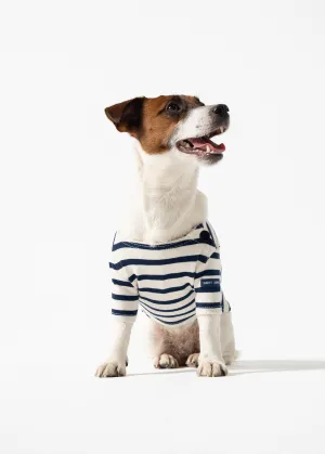 PARISIAN PUP SHIRT - Authentic Breton Shirt for Dog | Heavyweight Cotton (ECRU / NAVY)