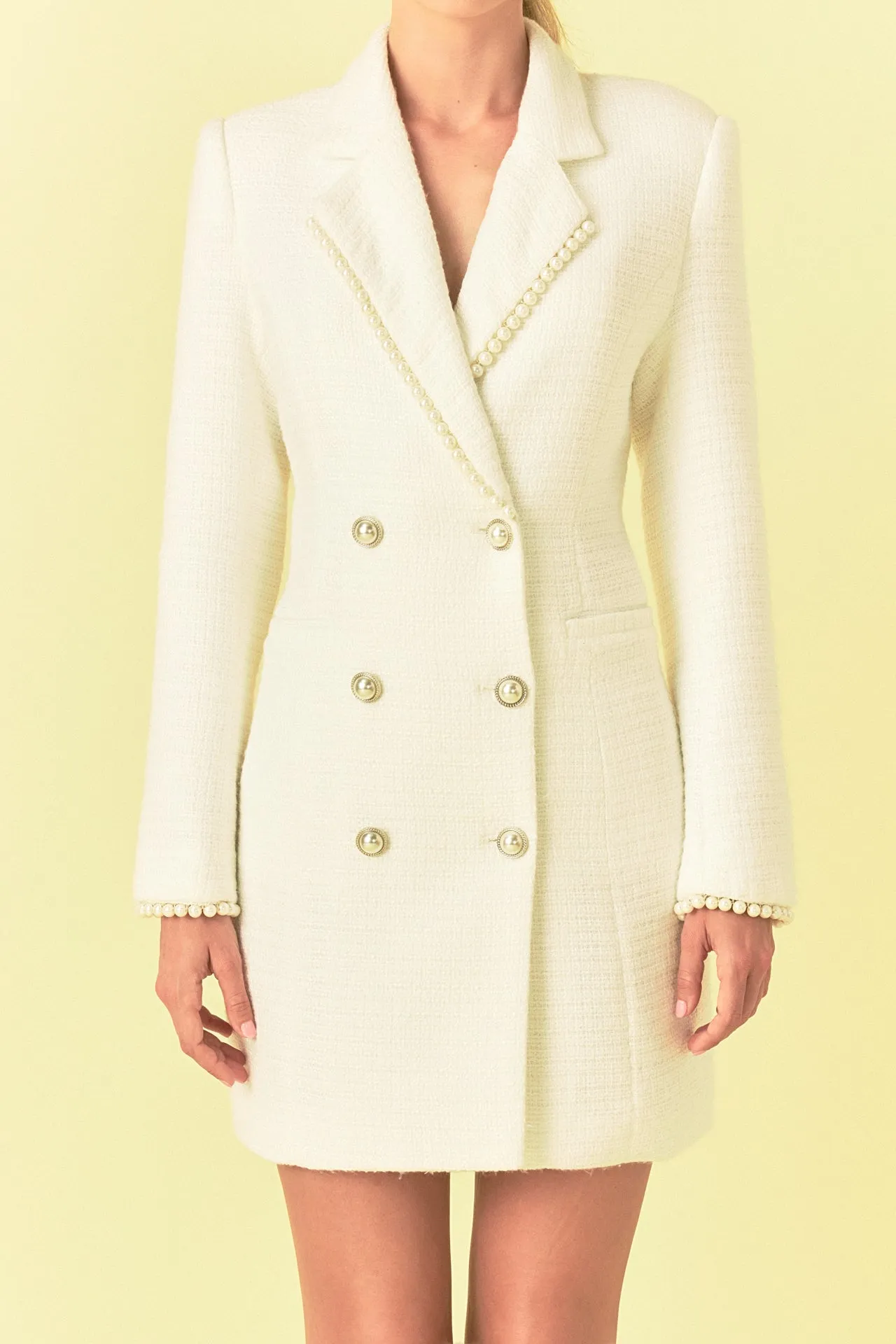 Pearl Trim Blazer Dress