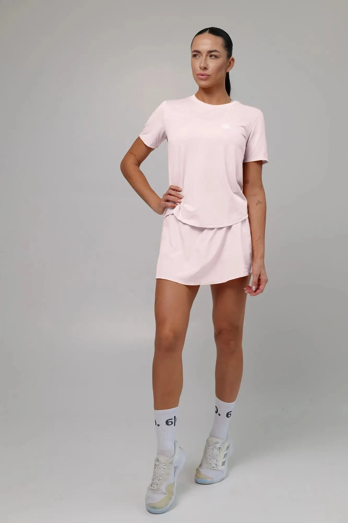 Purple Light material shirt and skirt set (without bra)