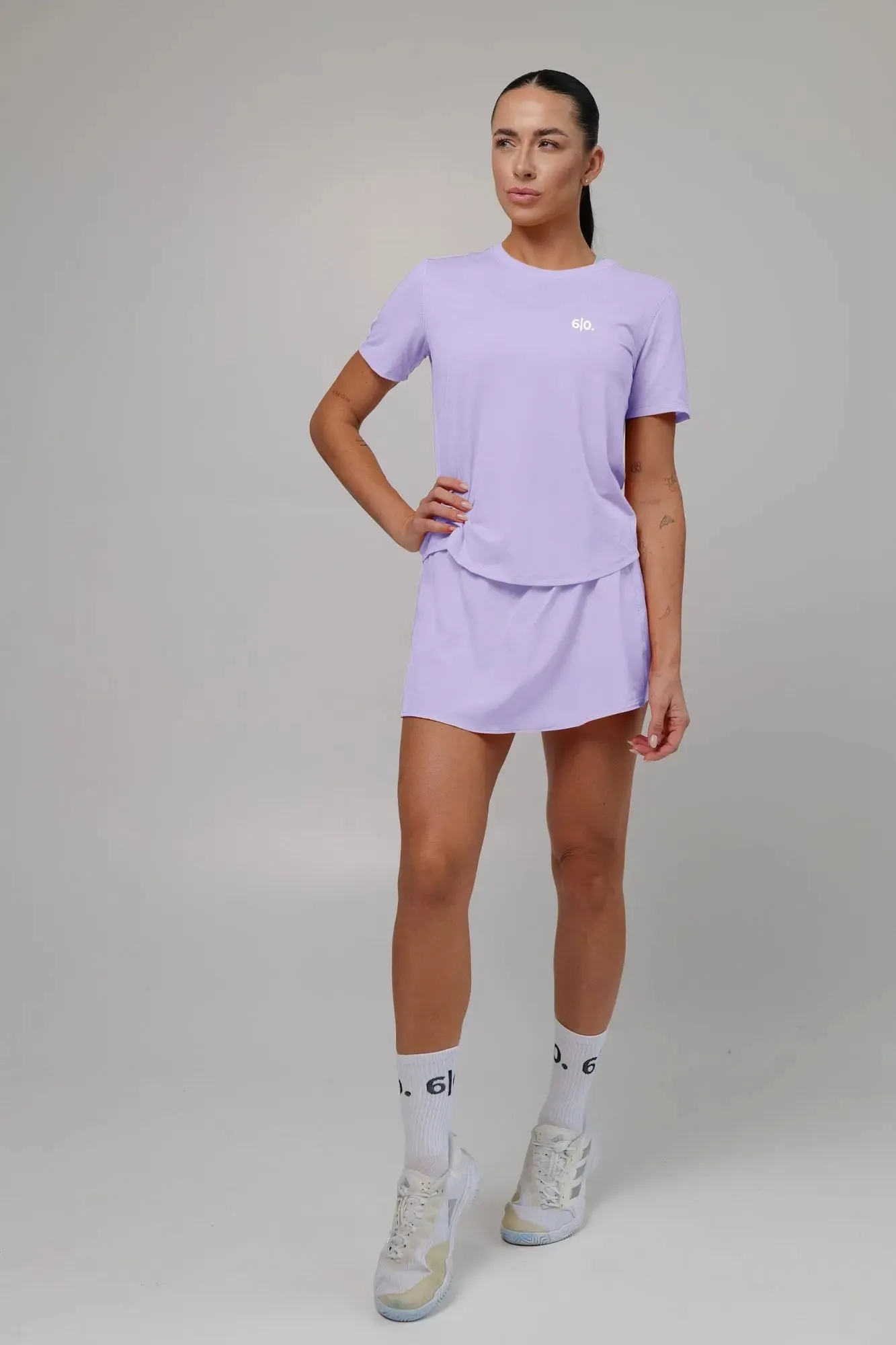 Purple Light material shirt and skirt set (without bra)