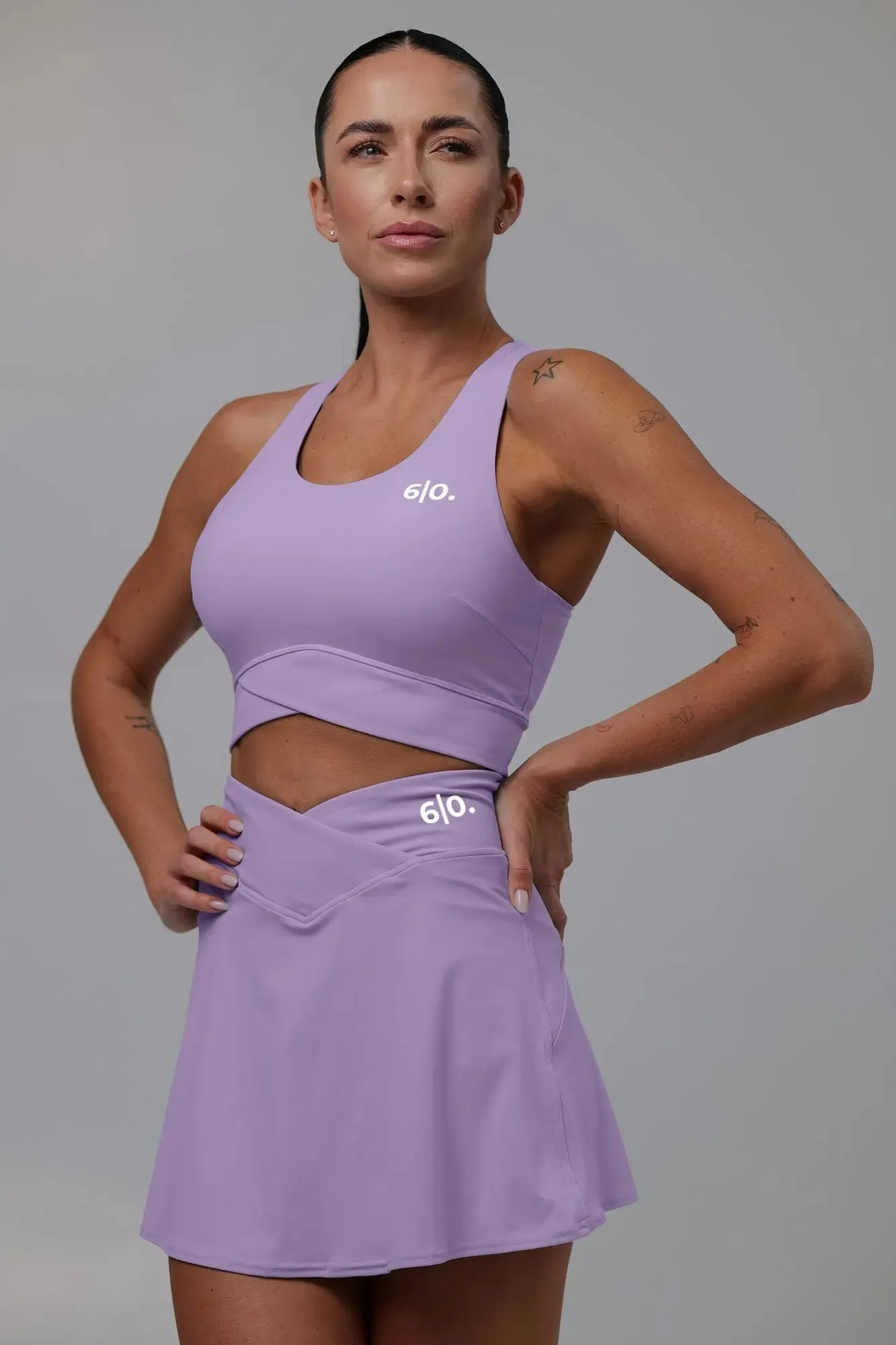 Purple Slimming design bra and skirt set