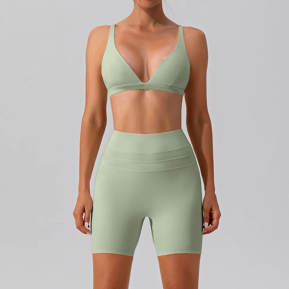 Quick-drying Skinny Yoga Clothes Suit Running Leisure Nude Feel Sports Training Fitness Suit
