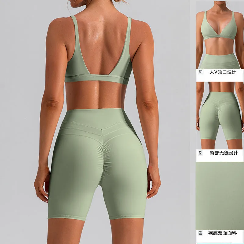 Quick-drying Skinny Yoga Clothes Suit Running Leisure Nude Feel Sports Training Fitness Suit