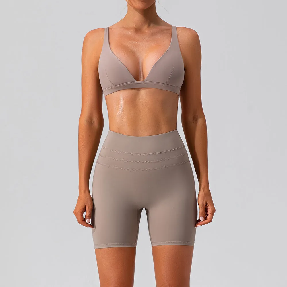 Quick-drying Skinny Yoga Clothes Suit Running Leisure Nude Feel Sports Training Fitness Suit