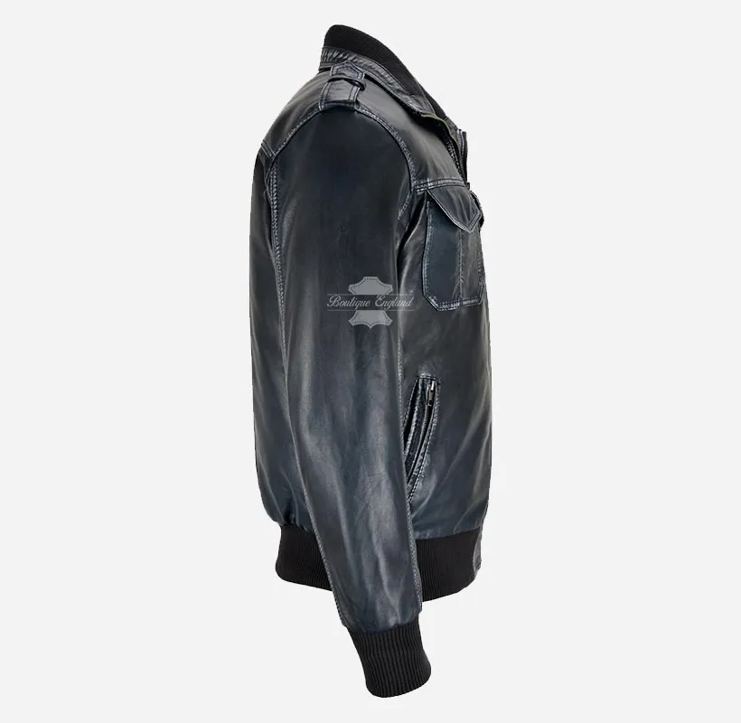 Ravager Mens Leather Bomber Jacket Vintage Waxed Leather Jacket
