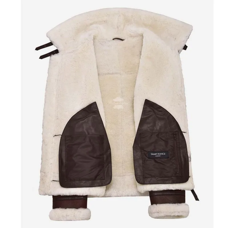 REAGAN B3 SHEEPSKIN JACKET Chestnut MEN'S SHEARLING FUR AVIATOR JACKET