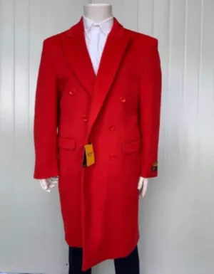 Red Trench Coat - Long Red Coat - Mens Red Peacoat - Mens Red Overcoat - Wool Fabric