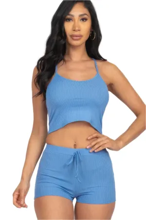 Ribbed Crop Cami Top & Shorts Set