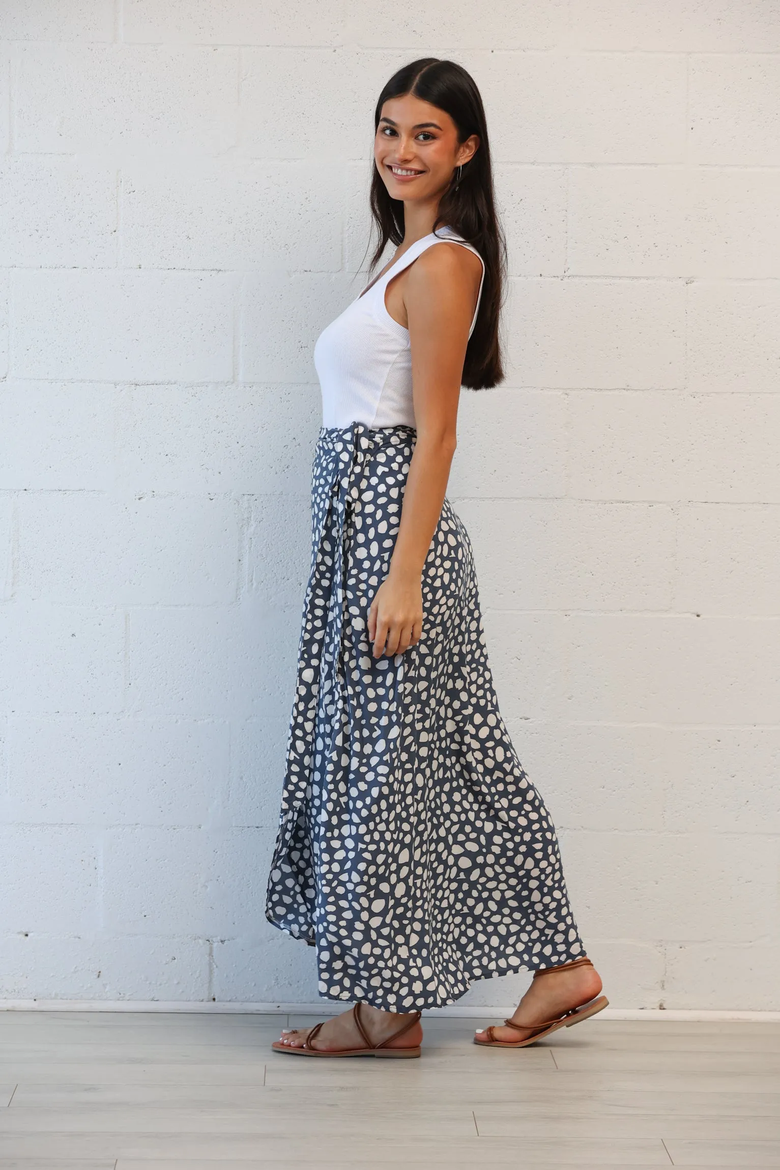 Rio Maxi Wrap Skirt in Pebble