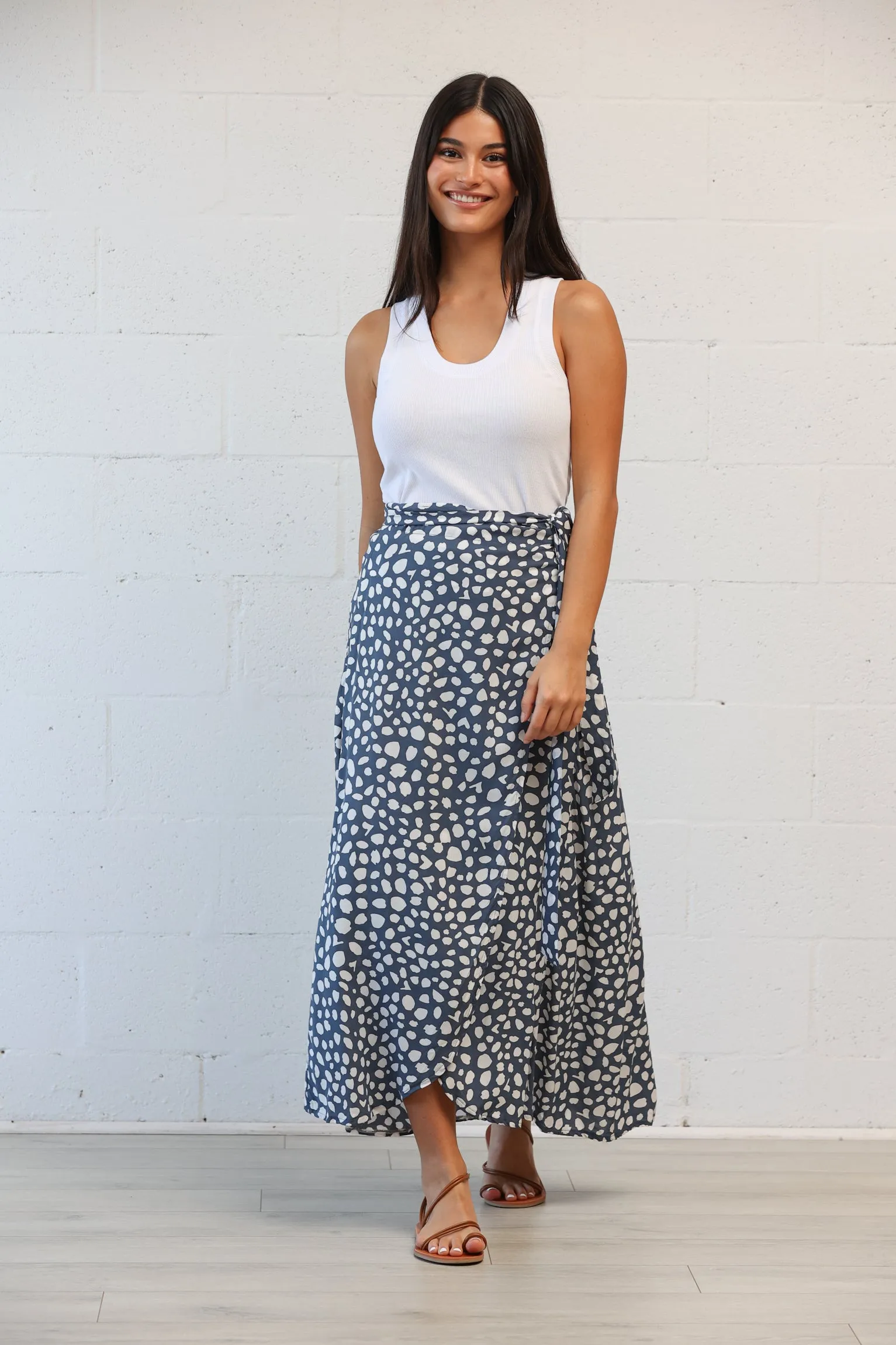 Rio Maxi Wrap Skirt in Pebble