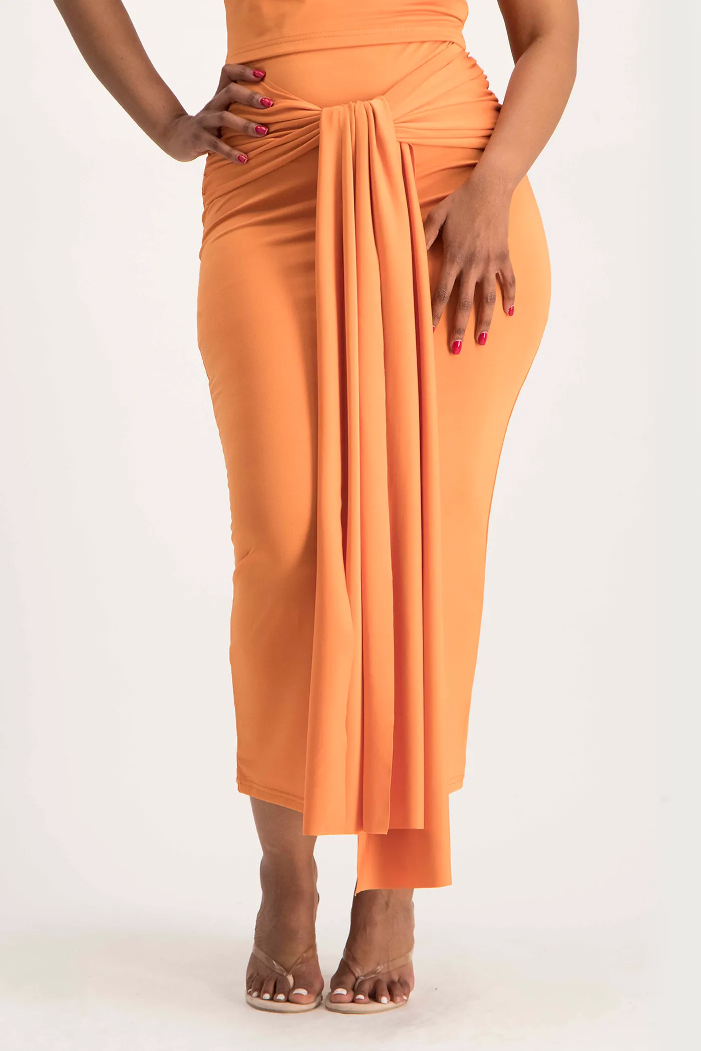Savannah Wrap Tie Detail Skirt - Dusty Orange