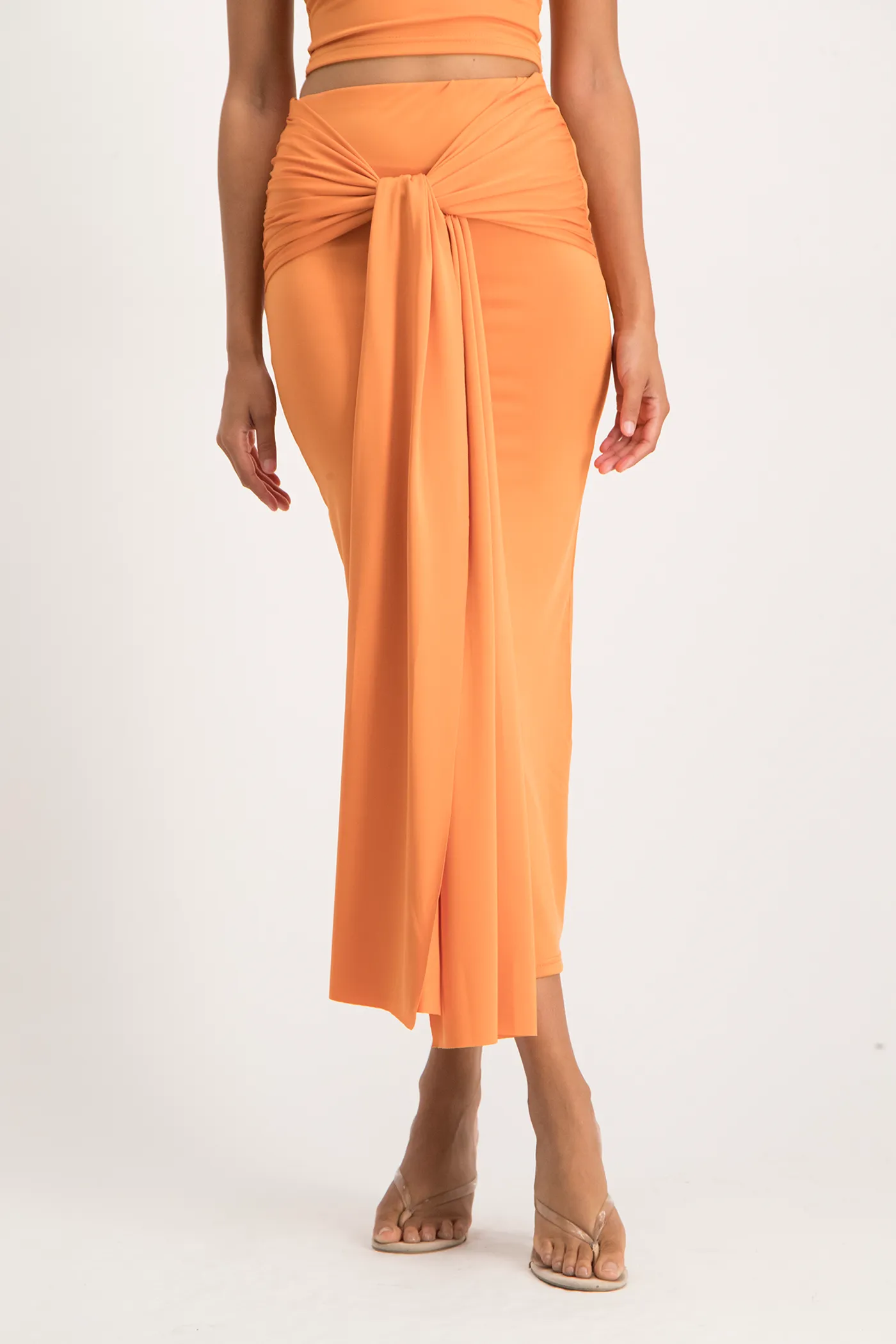 Savannah Wrap Tie Detail Skirt - Dusty Orange