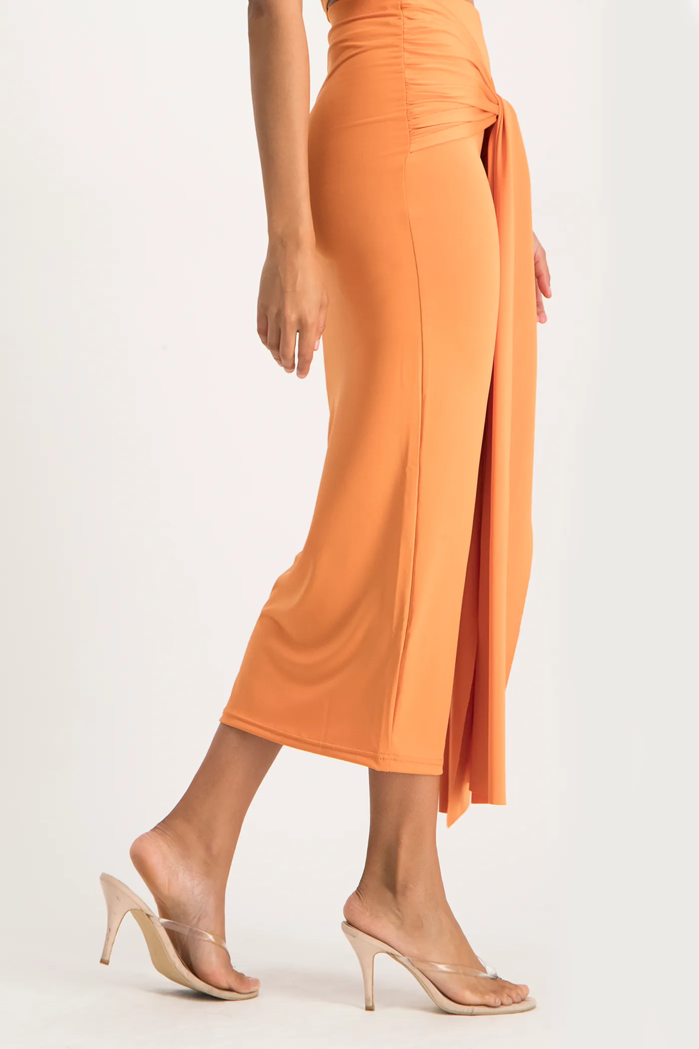 Savannah Wrap Tie Detail Skirt - Dusty Orange