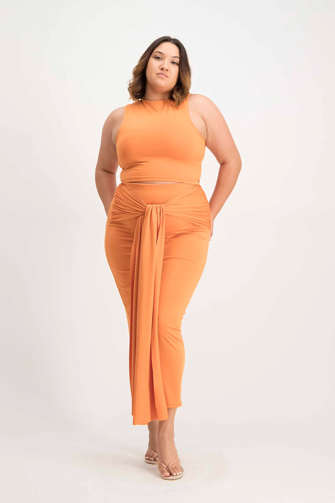 Savannah Wrap Tie Detail Skirt - Dusty Orange