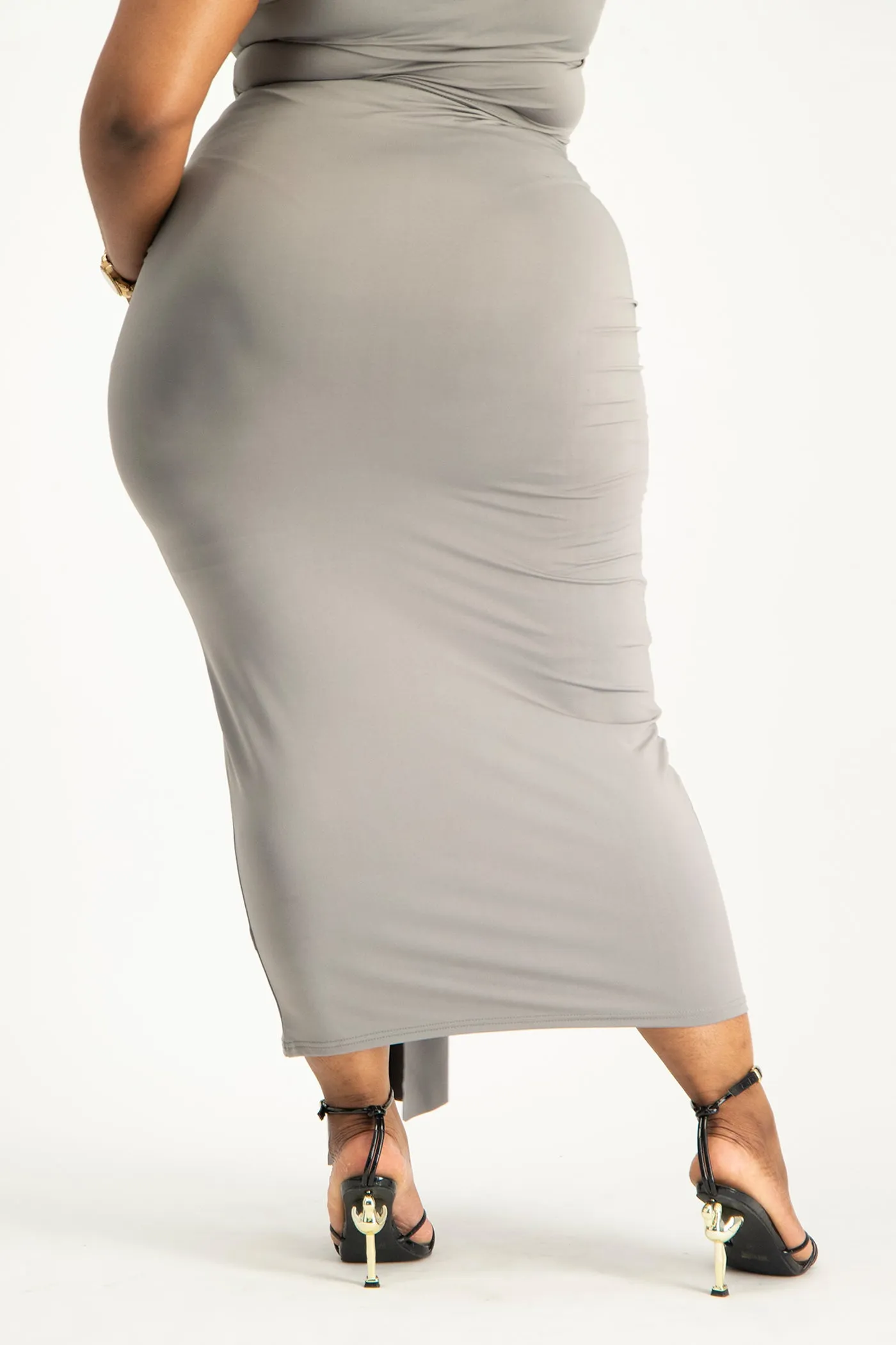 Savannah Wrap Tie Detail Skirt - Grey