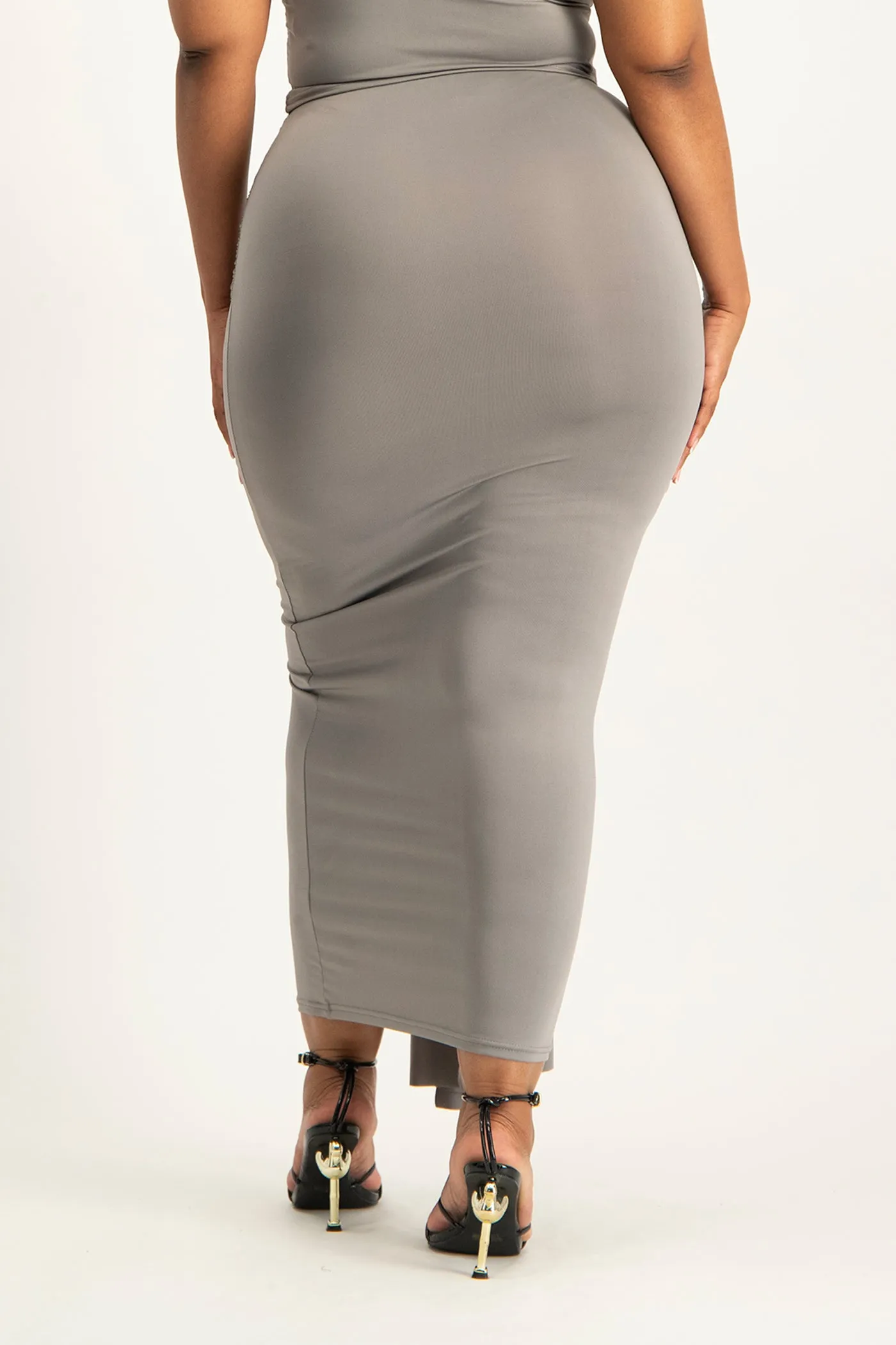 Savannah Wrap Tie Detail Skirt - Grey